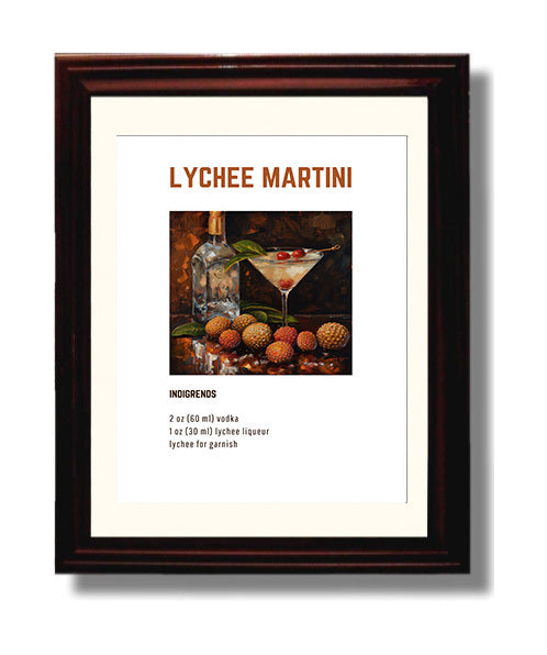 Lychee Martini 8x10 Beveled Frame cocktail recipe wall art print – Cocktail Recipies decor