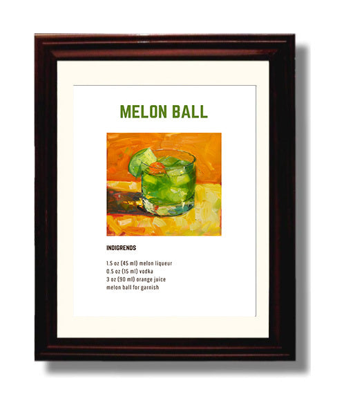 Melon Ball 8x10 Beveled Frame cocktail recipe wall art print – Cocktail Recipies decor