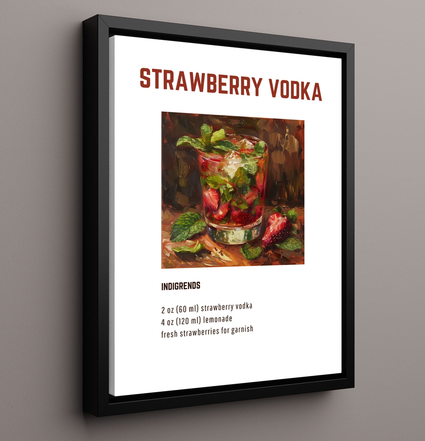 Mint Julep 16x20 Framed Canvas cocktail recipe wall art print – Cocktail Recipies decor