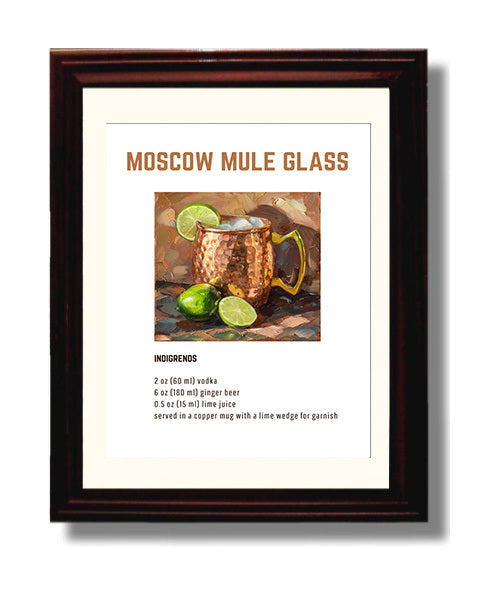 Moscow Mule Glass 8x10 Beveled Frame cocktail recipe wall art print – Cocktail Recipies decor