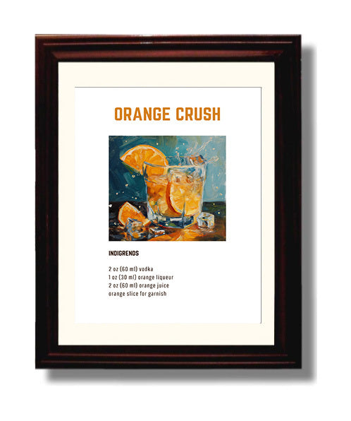 Orange Crush 8x10 Beveled Frame cocktail recipe wall art print – Cocktail Recipies decor