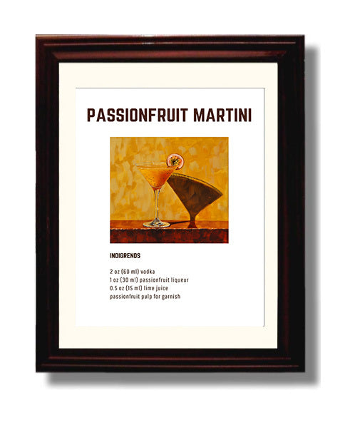Passionfruit Martini 8x10 Beveled Frame cocktail recipe wall art print – Cocktail Recipies decor