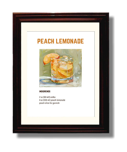 Peach Lemonade 8x10 Beveled Frame cocktail recipe wall art print – Cocktail Recipies decor