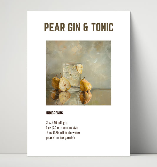 Pear Gin & Tonic - Crisp Orchard Gin Refresher - 16x20 Unframed Print