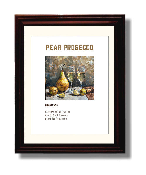 Pear Prosecco 8x10 Beveled Frame cocktail recipe wall art print – Cocktail Recipies decor