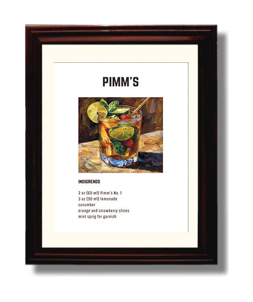 Pimms 8x10 Beveled Frame cocktail recipe wall art print – Cocktail Recipies decor