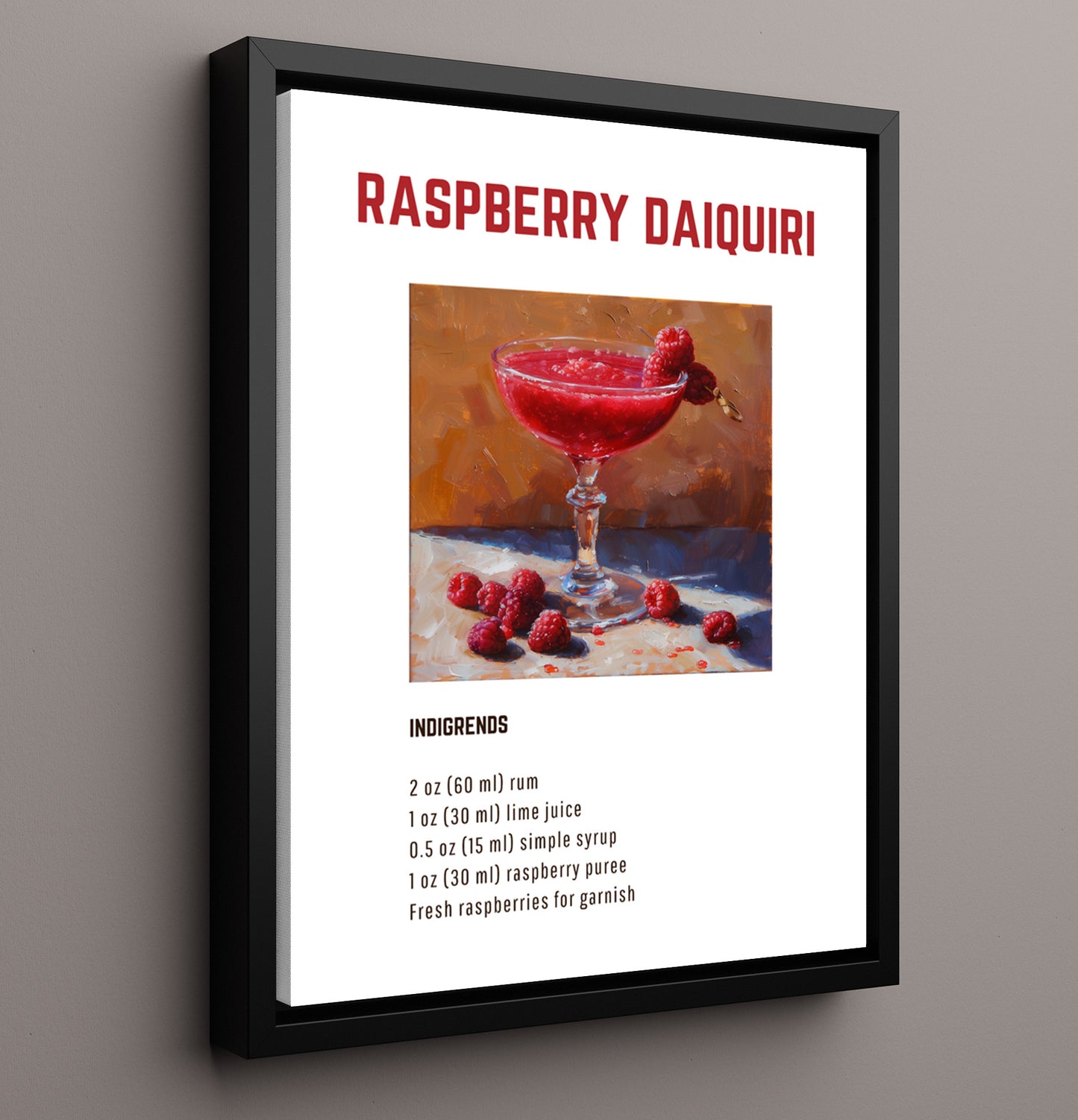 Pomegranate Margarita 16x20 Framed Canvas cocktail recipe wall art print – Cocktail Recipies decor