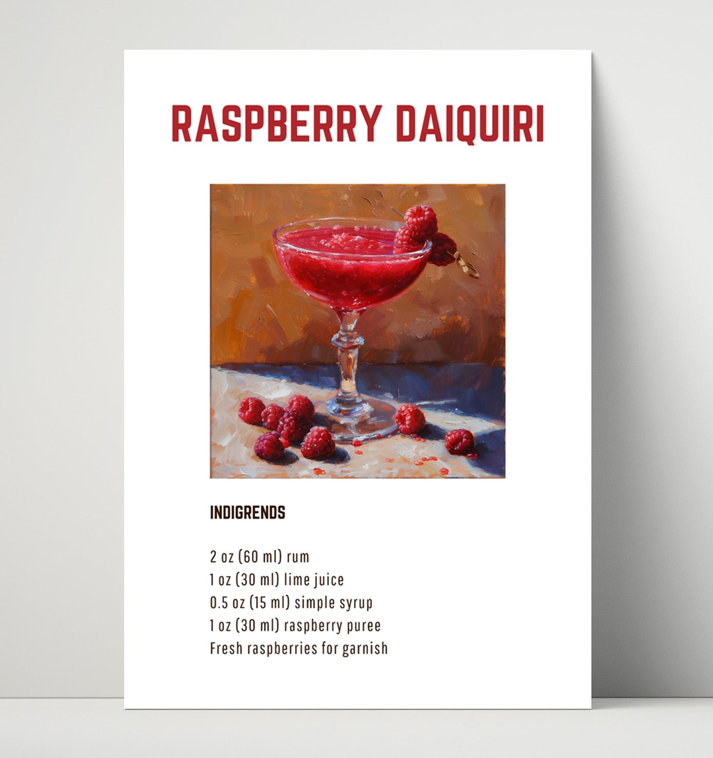 Pomegranate Margarita 16x20 Unframed Print cocktail recipe wall art print – Cocktail Recipies decor