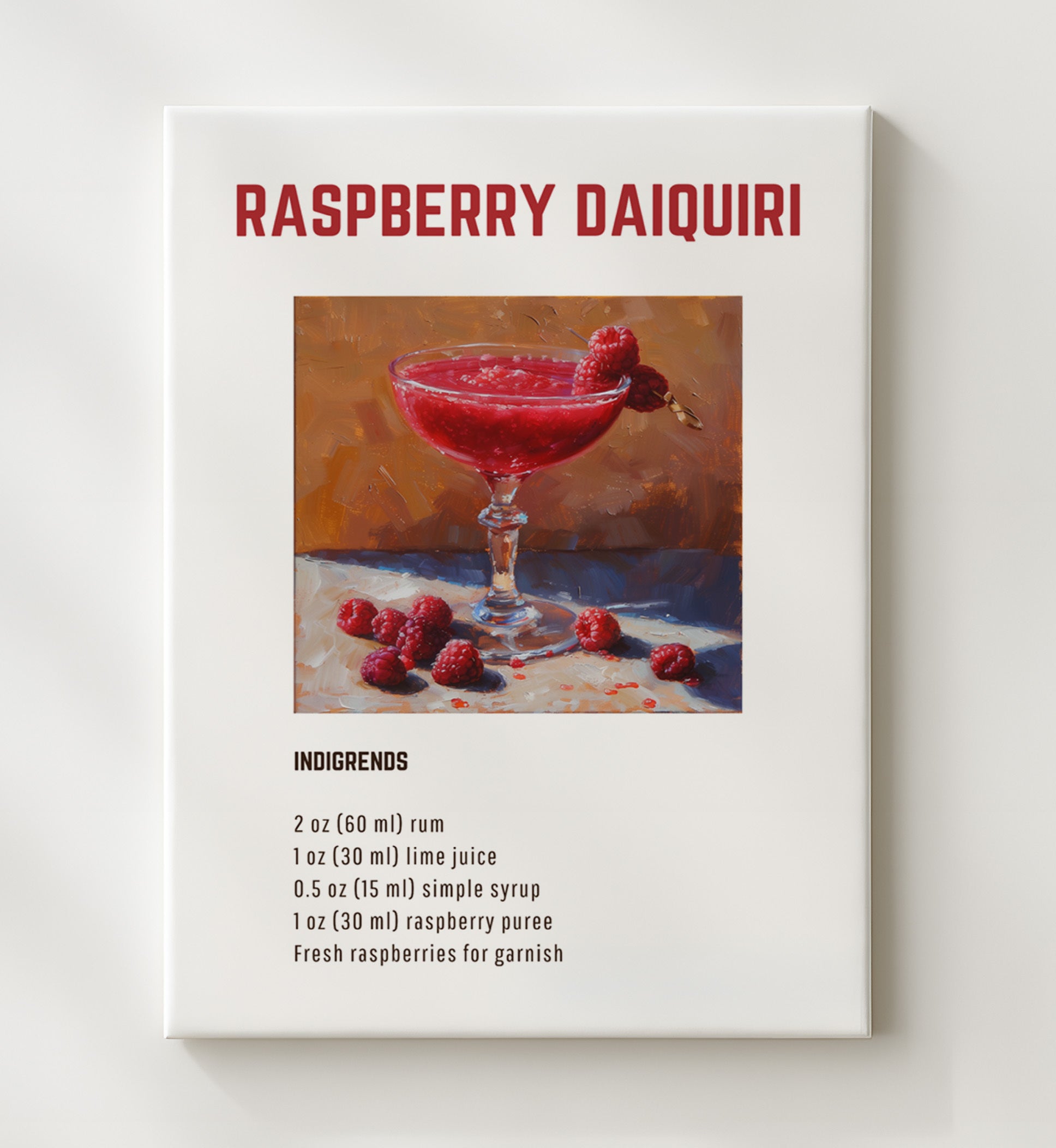 Pomegranate Margarita 20x24 Canvas cocktail recipe wall art print – Cocktail Recipies decor