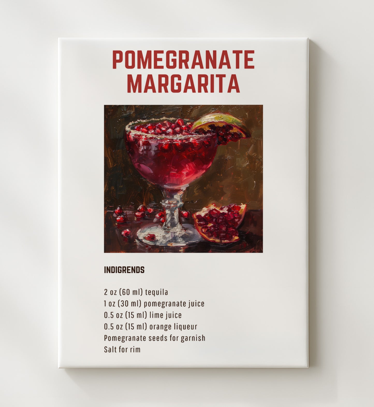Raspberry Daiquiri 20x24 Canvas cocktail recipe wall art print – Cocktail Recipies decor