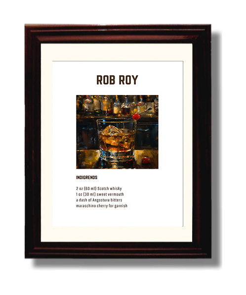 Rob Roy 8x10 Beveled Frame cocktail recipe wall art print – Cocktail Recipies decor
