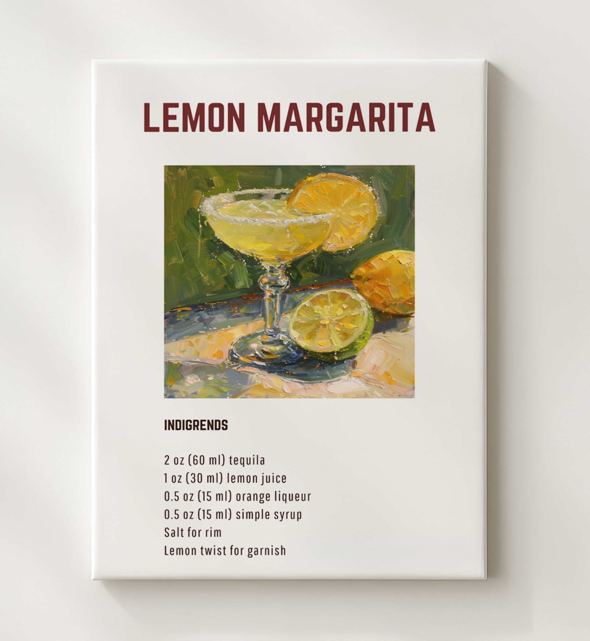 Rum Punch 20x24 Canvas cocktail recipe wall art print – Cocktail Recipies decor