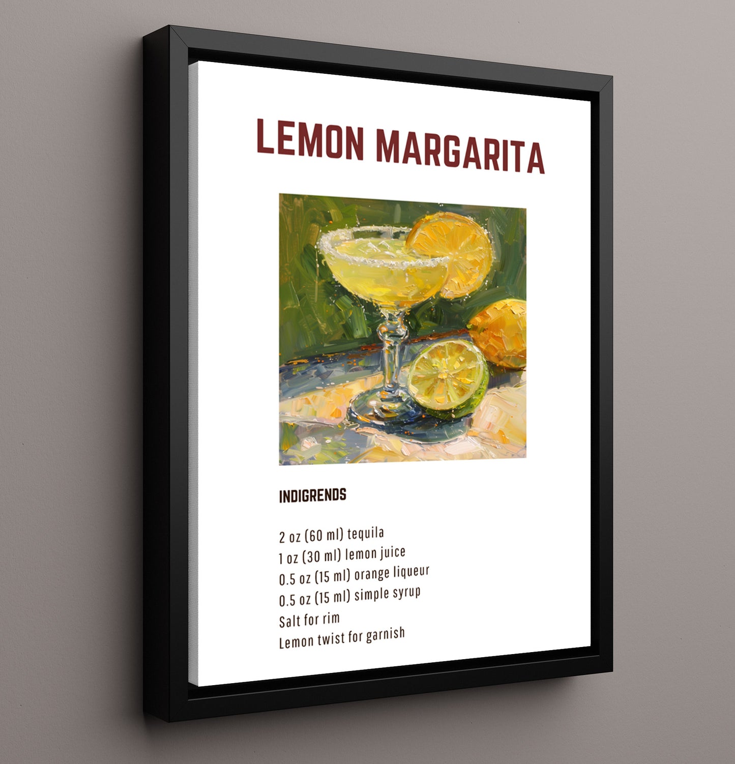 Rum Punch 16x20 Framed Canvas cocktail recipe wall art print – Cocktail Recipies decor