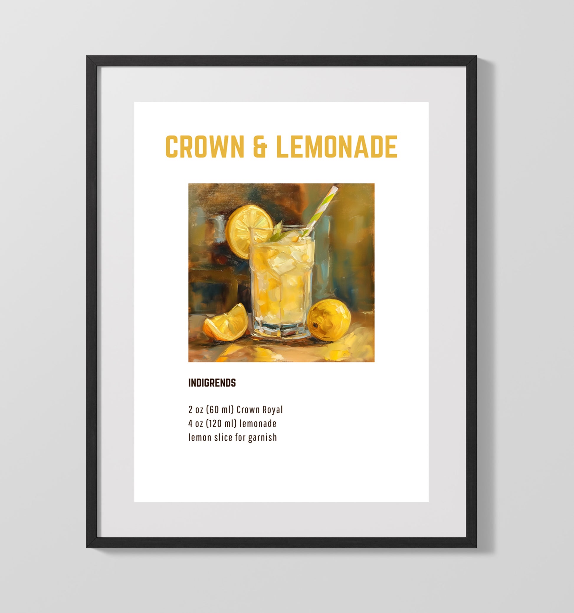 Sangria 16x20 Gallery Frame cocktail recipe wall art print – Cocktail Recipies decor