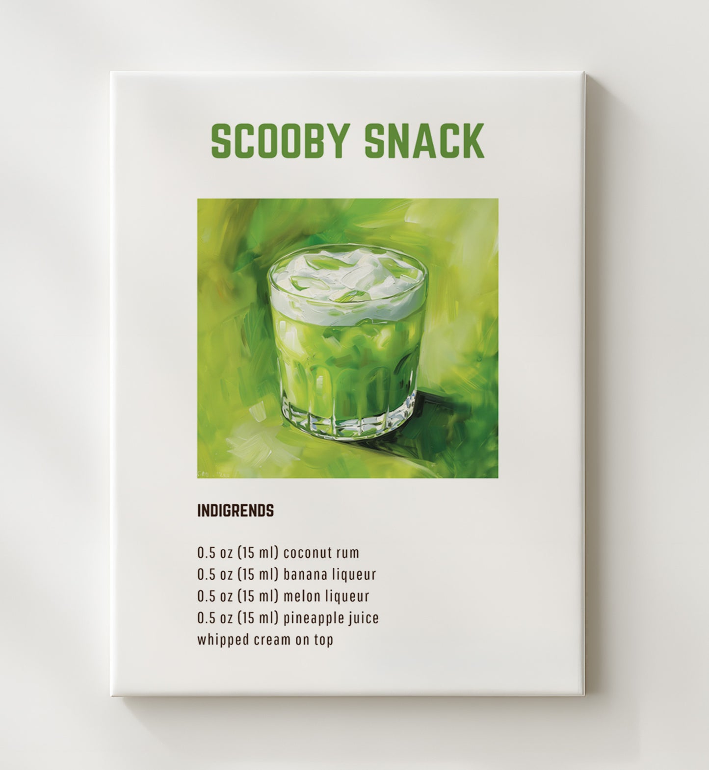 Scooby Snack 20x24 Canvas cocktail recipe wall art print – Cocktail Recipies decor