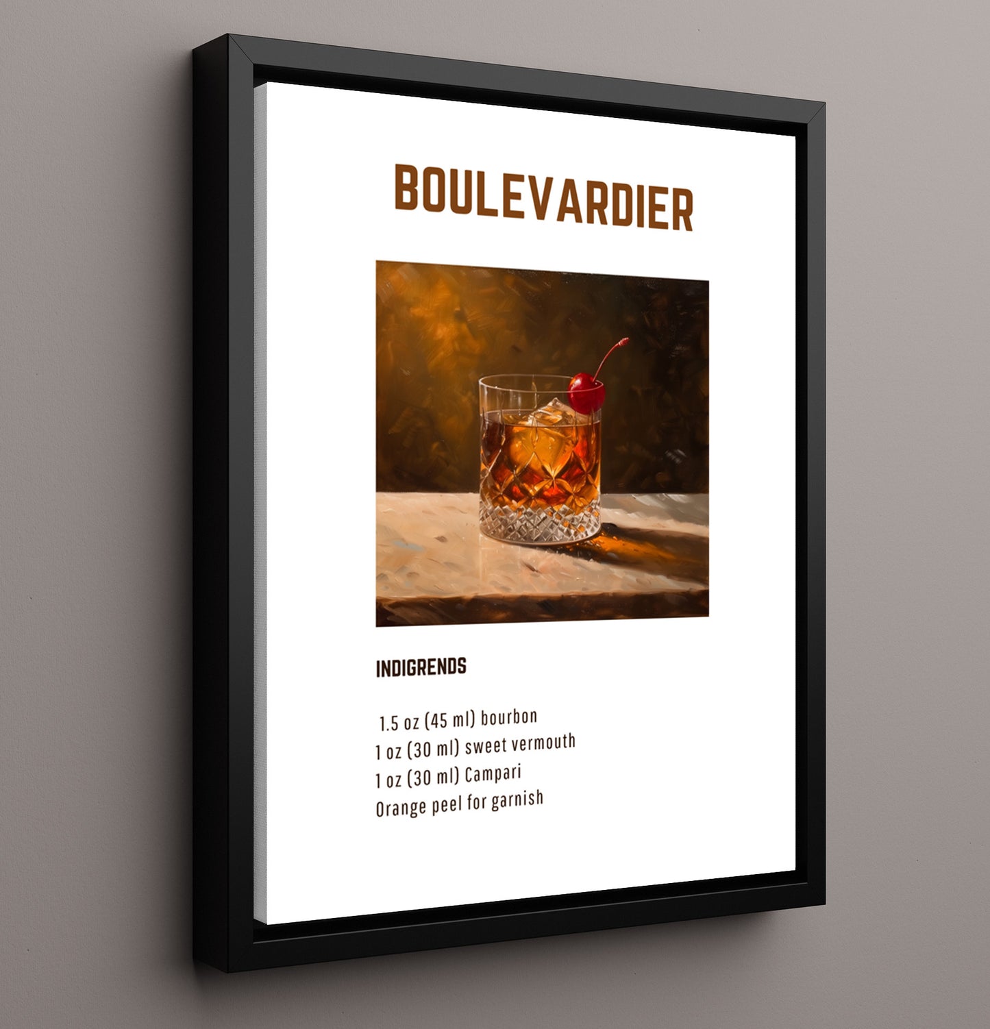 Strawberry Margarita 16x20 Framed Canvas cocktail recipe wall art print – Cocktail Recipies decor