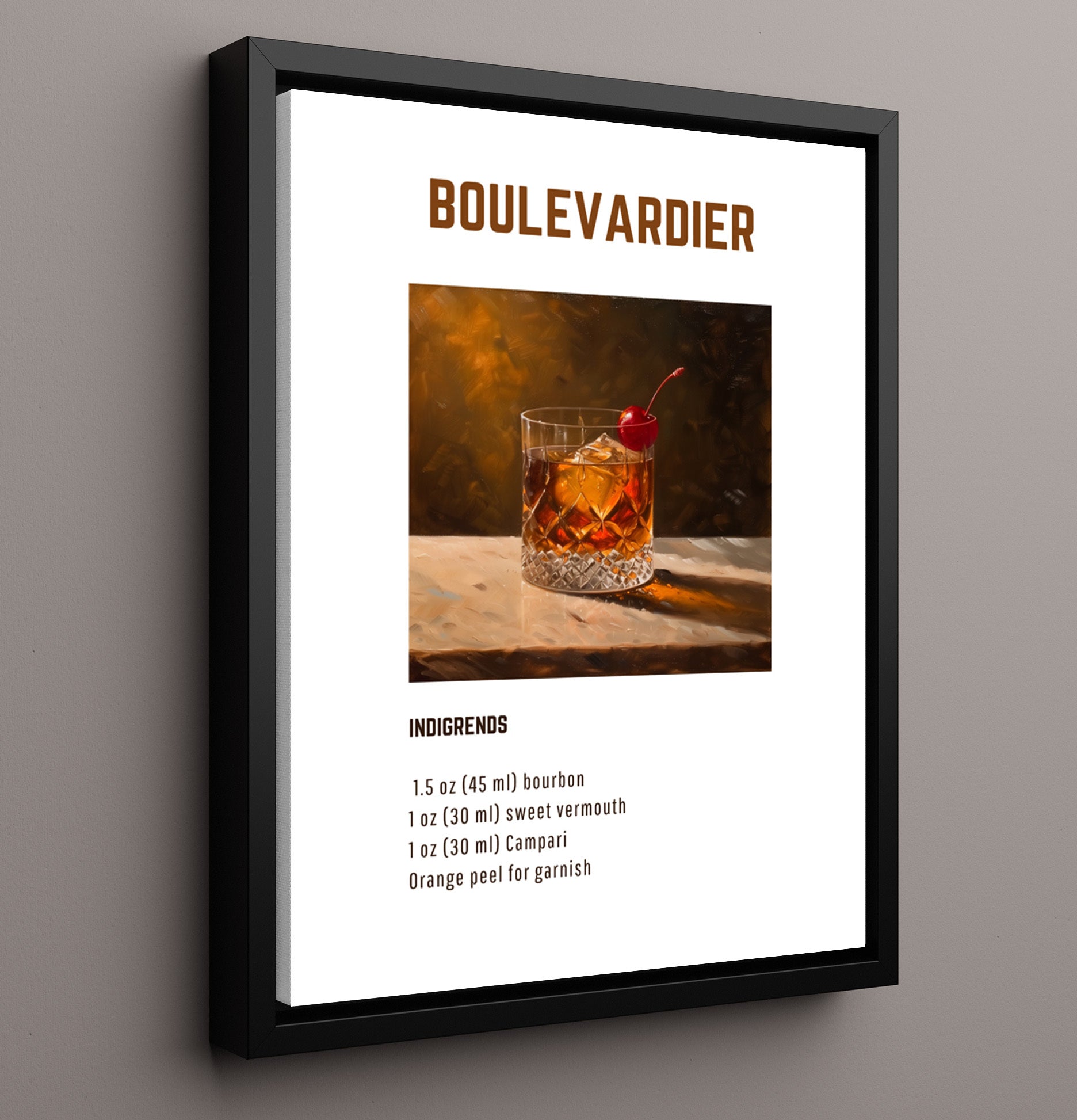 Strawberry Margarita 16x20 Framed Canvas cocktail recipe wall art print – Cocktail Recipies decor