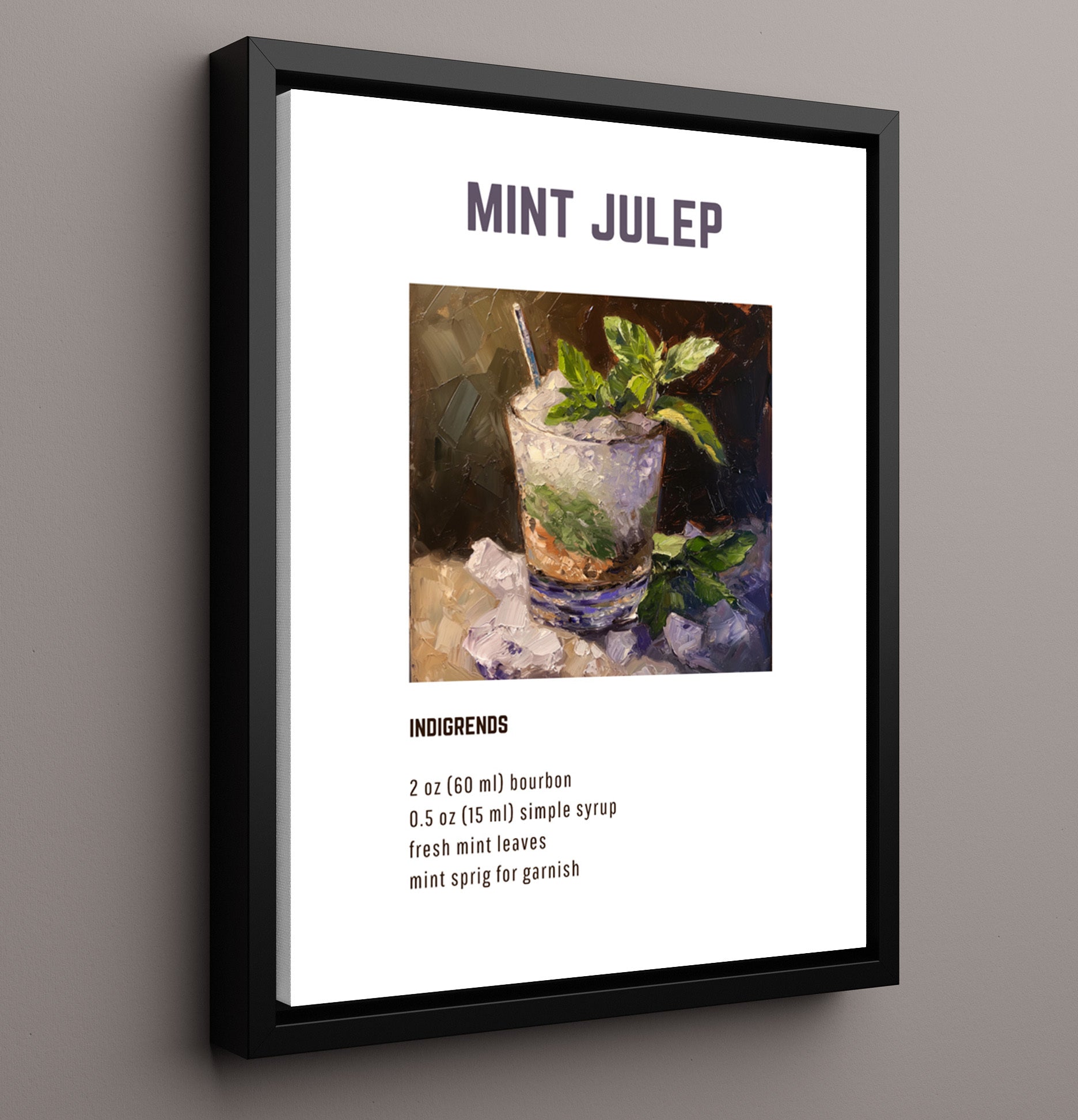 Strawberry Vodka 16x20 Framed Canvas cocktail recipe wall art print – Cocktail Recipies decor