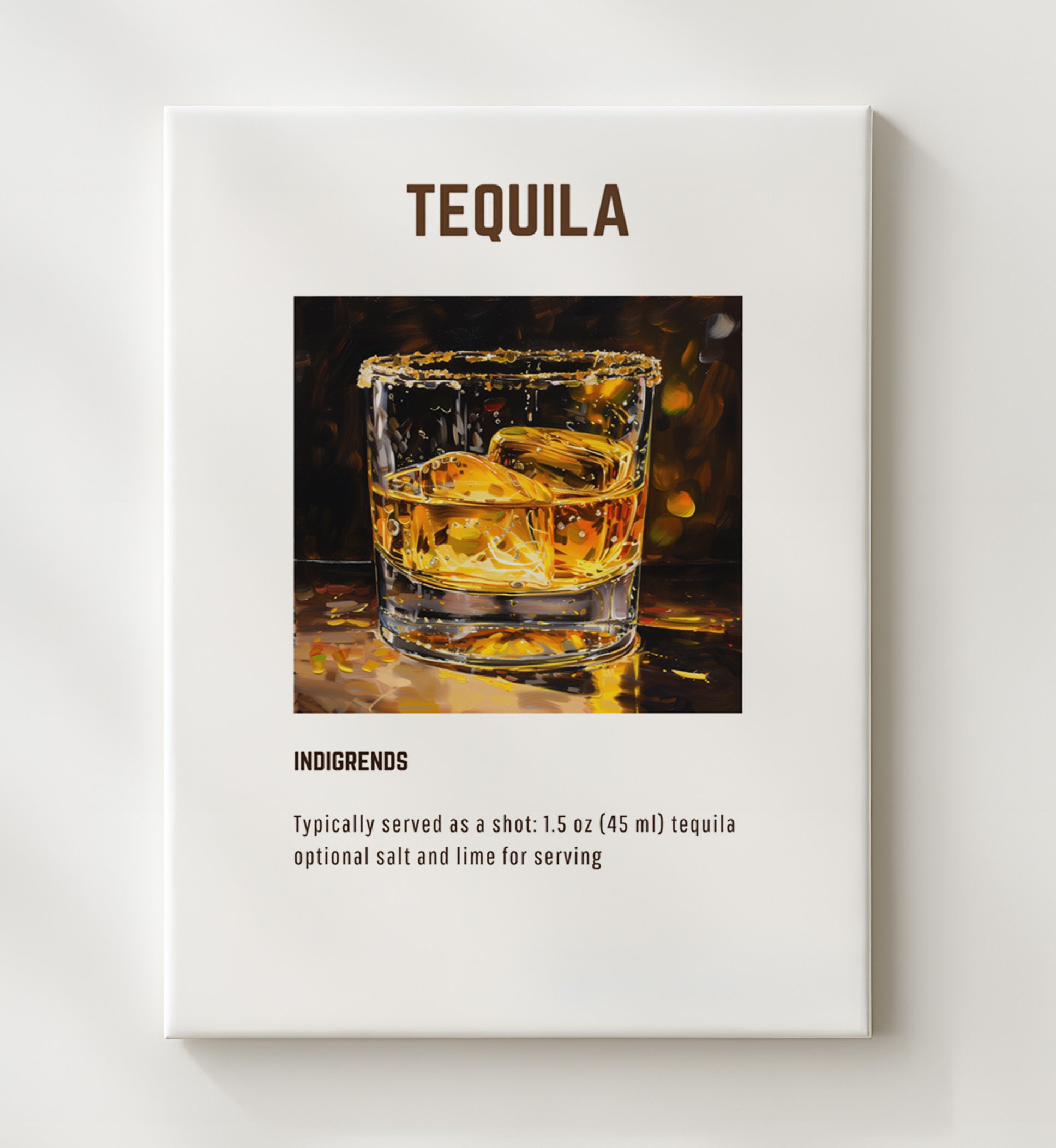 Tequila 20x24 Canvas cocktail recipe wall art print – Cocktail Recipies decor