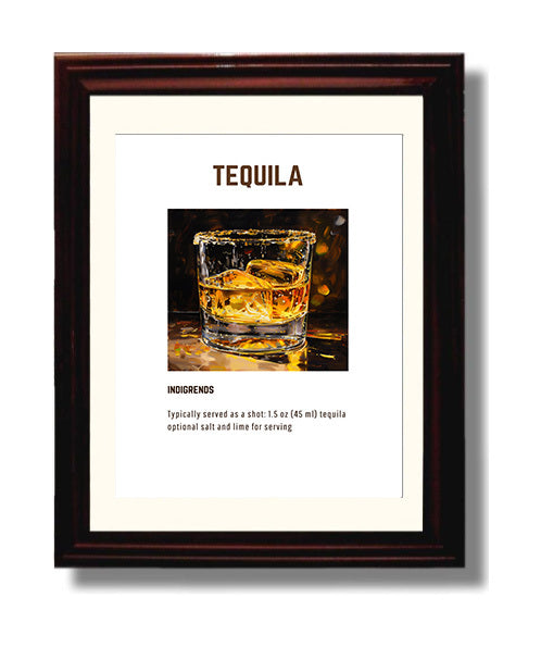 Tequila 8x10 Beveled Frame cocktail recipe wall art print – Cocktail Recipies decor