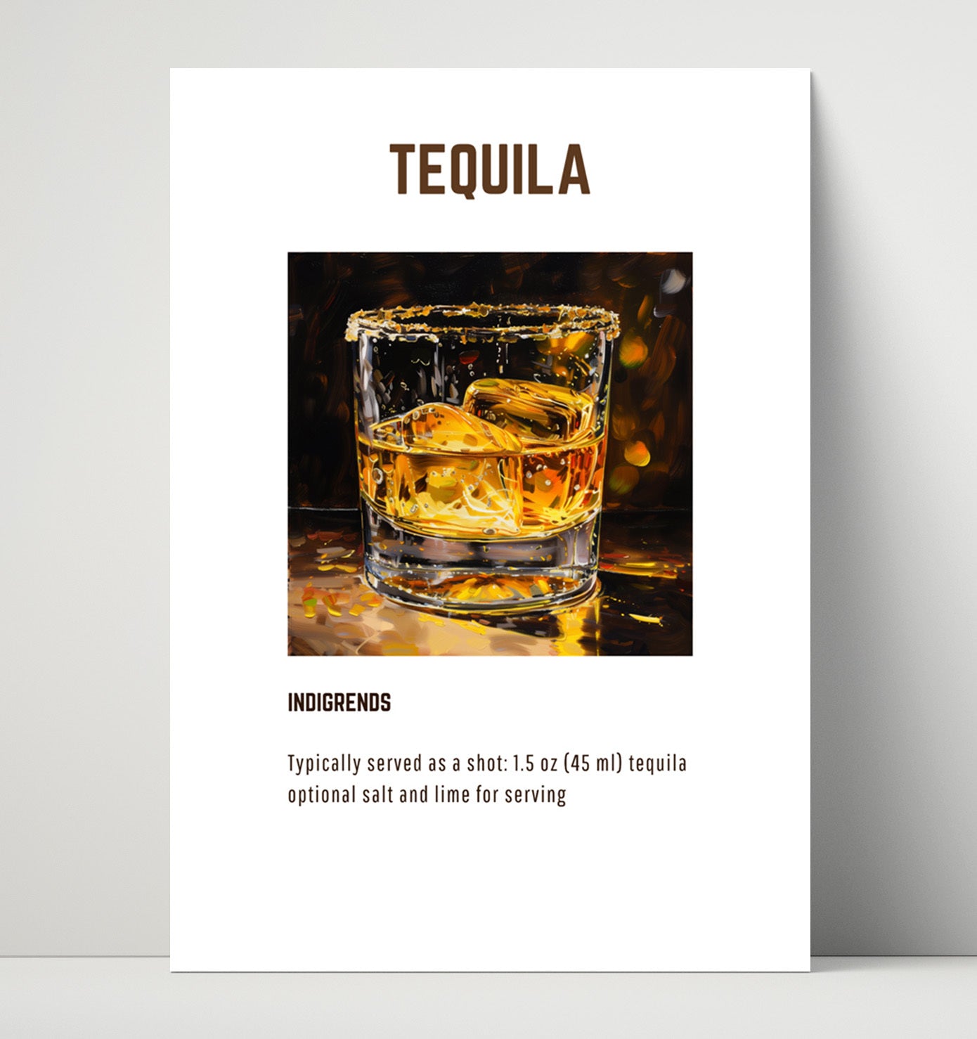 Tequila 16x20 Unframed Print cocktail recipe wall art print – Cocktail Recipies decor