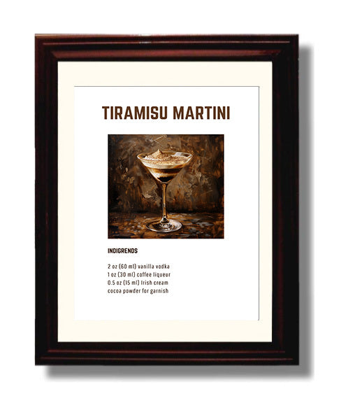 Tiramisu Martini 8x10 Beveled Frame cocktail recipe wall art print – Cocktail Recipies decor