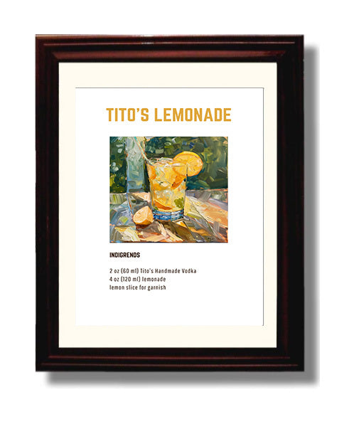 Titos Lemonade 8x10 Beveled Frame cocktail recipe wall art print – Cocktail Recipies decor