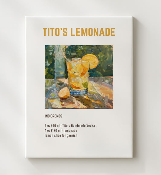 Tito's Lemonade 16x20 Gallery Frame cocktail recipe wall art