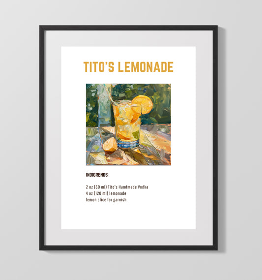Tito's Lemonade - Crisp Summer Citrus Vodka - 16x20 Gallery Frame