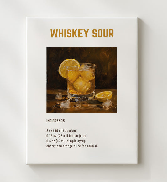 Whiskey Sour 16x20 Gallery Frame cocktail recipe wall art