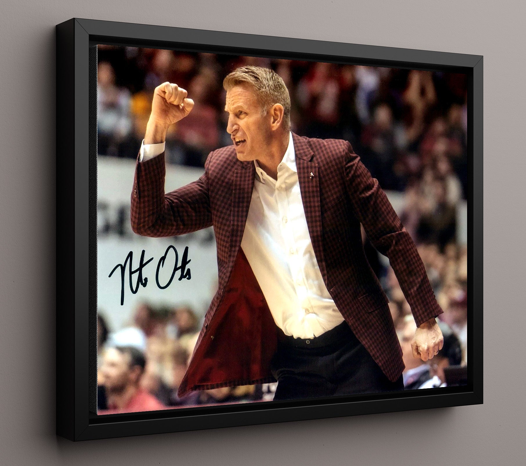 Alabama Basketball Nate Oats Fist Pump College Basketball Wall Art 16x20 Framed Canvas college basketball wall art print