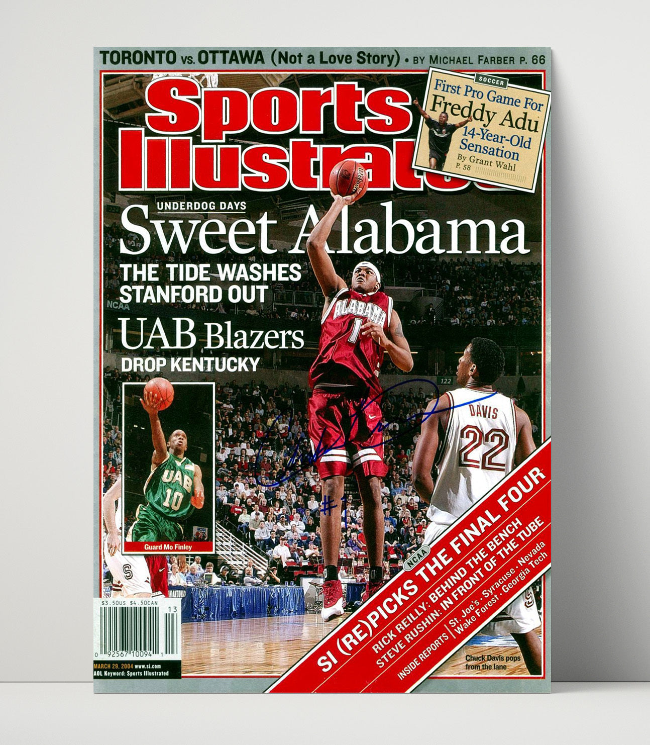 Alabama Basketball Sweet Alabama Dunk Finish 2004 SI Cover College Basketball Wall Art 16x20 Unframed Print college basketball wall art print