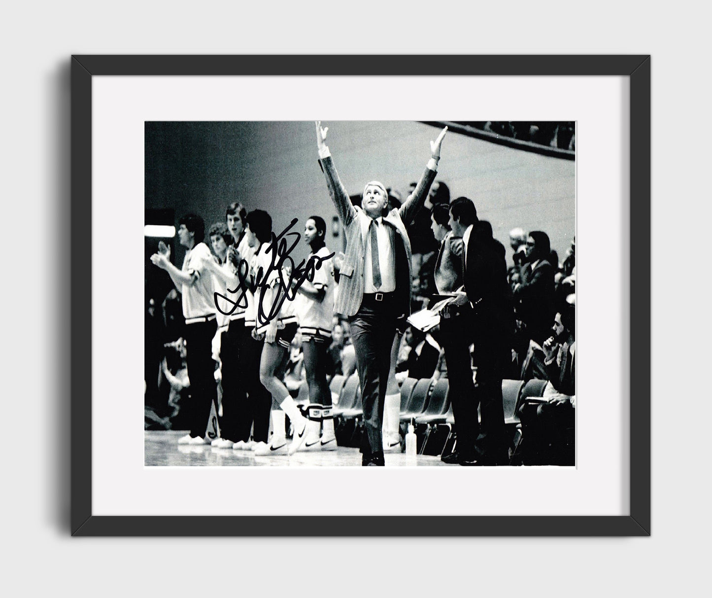 Arizona Basketball Lute Olson Sideline Victory Arms Raised College Basketball Wall Art 16x20 Gallery Frame college basketball wall art print