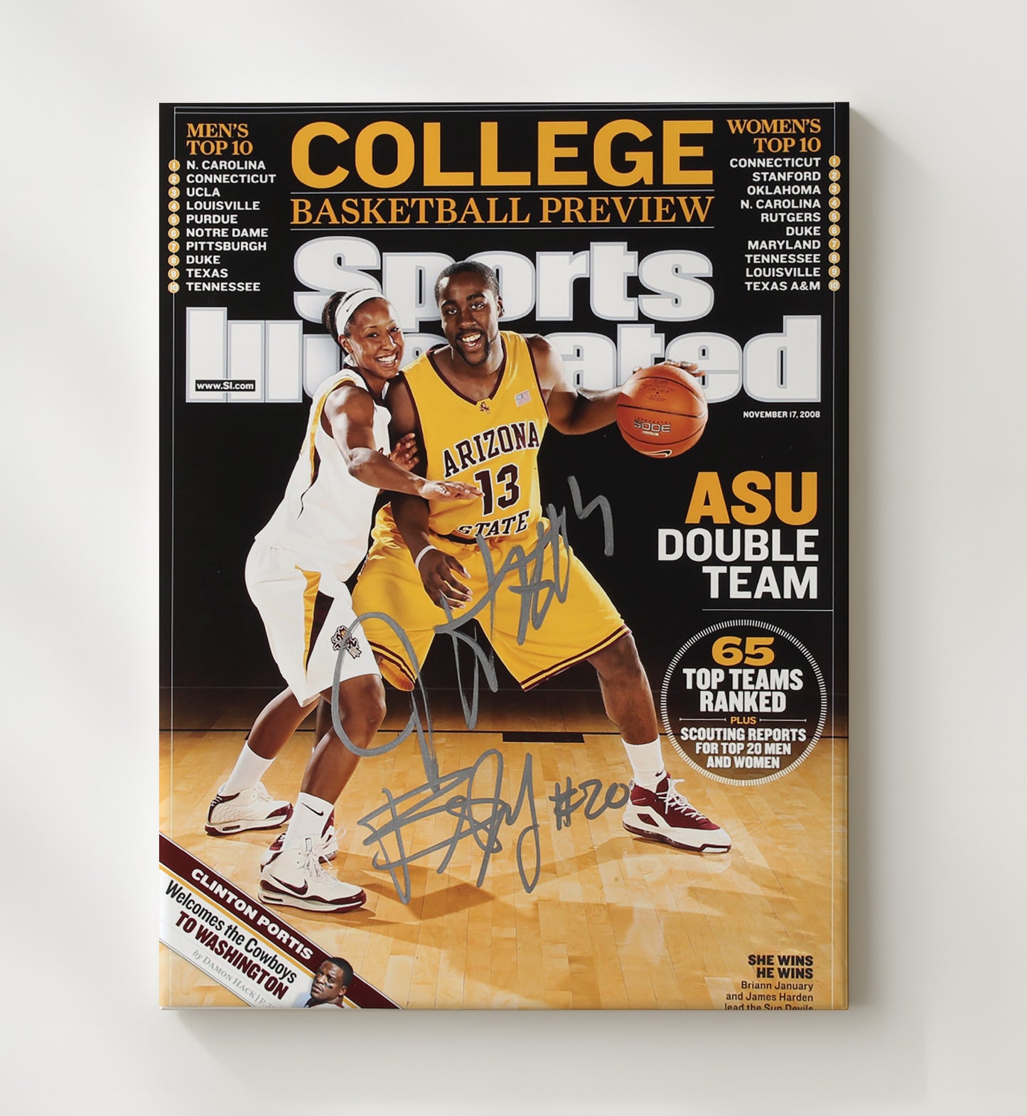 Arizona State basketball James Harden Defensive Collapse SI Cover Spotlight College Basketball Wall Art 20x24 Canvas college basketball wall art print