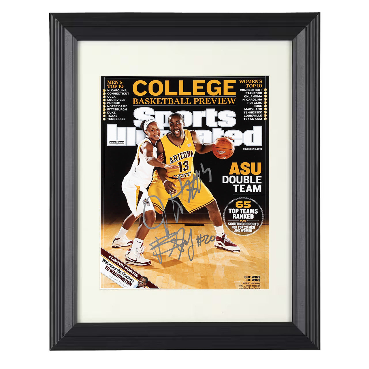 Arizona State – James Harden Defense Collapse Spotlight SI – 8x10 black beveled framed college basketball wall art