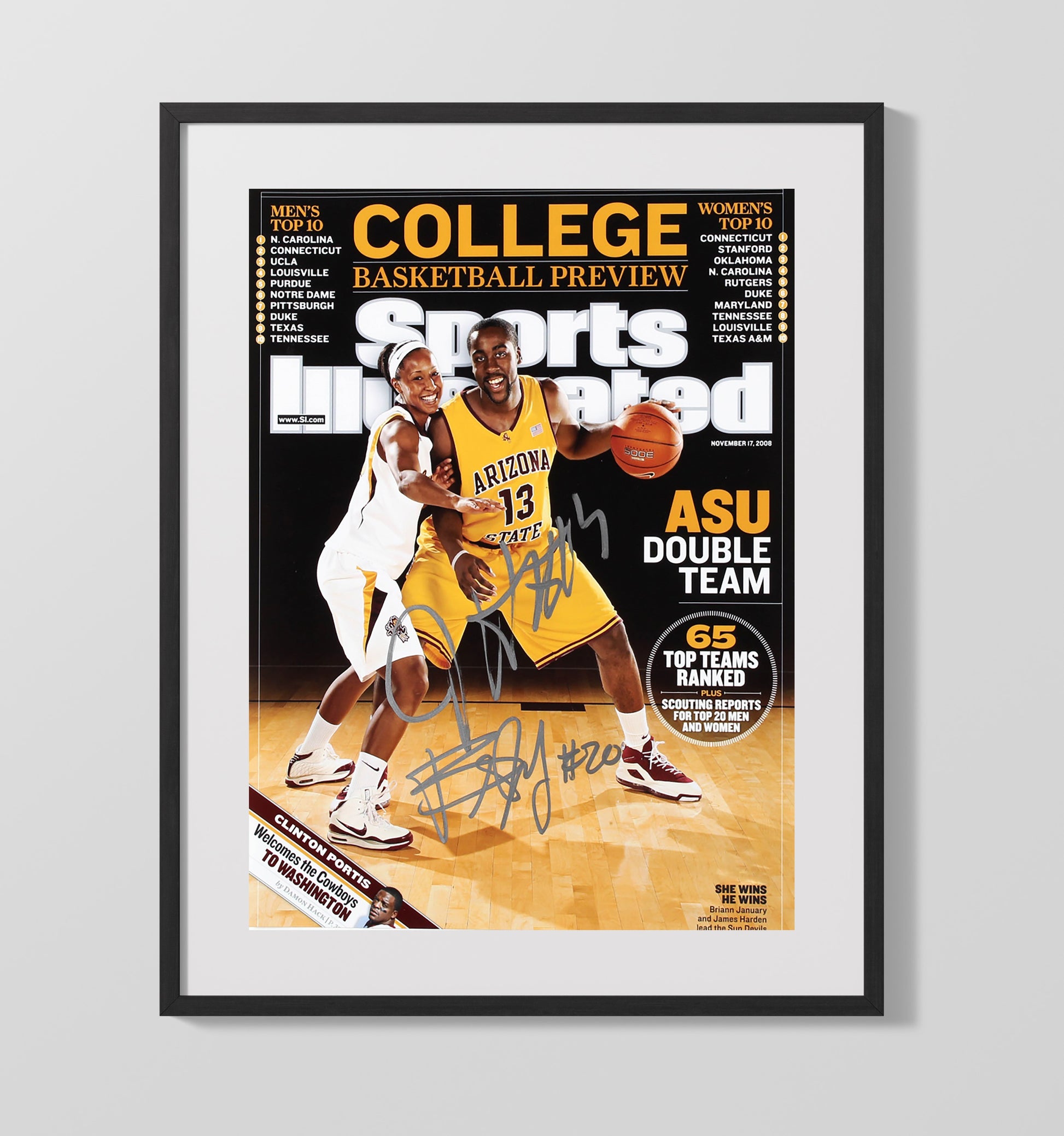 Arizona State basketball James Harden Defensive Collapse SI Cover Spotlight College Basketball Wall Art 16x20 Gallery Frame college basketball wall art print
