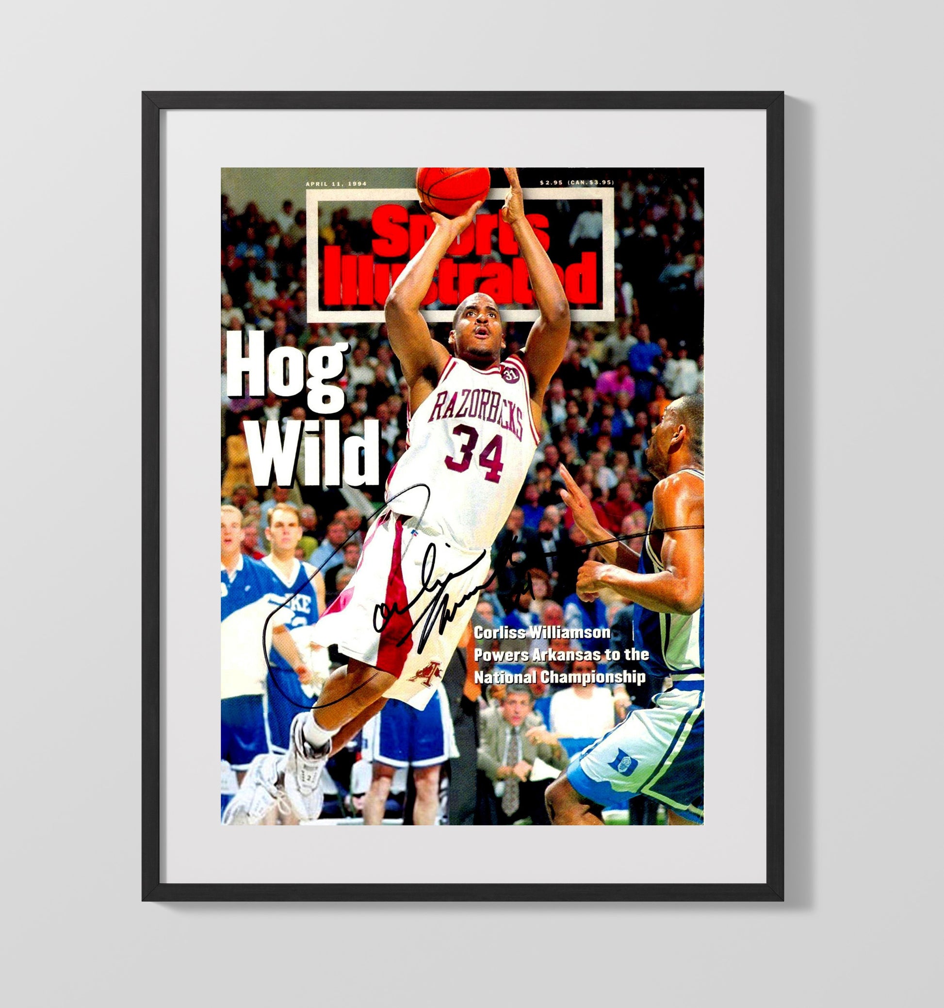 Arkansas basketball Corliss Williamson Paint Dominance SI Cover Spotlight College Basketball Wall Art 16x20 Gallery Frame college basketball wall art print