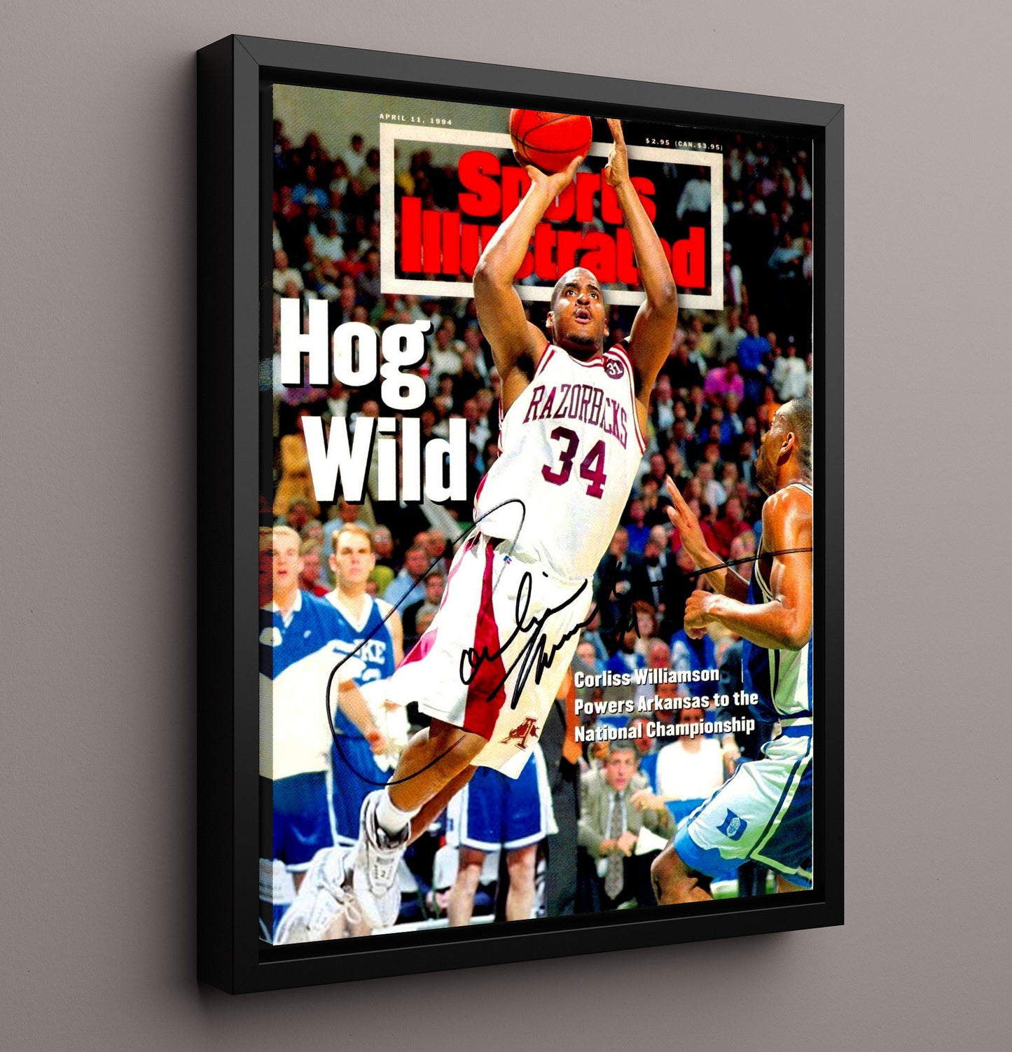Arkansas basketball Corliss Williamson Paint Dominance SI Cover Spotlight College Basketball Wall Art 16x20 Framed Canvas college basketball wall art print