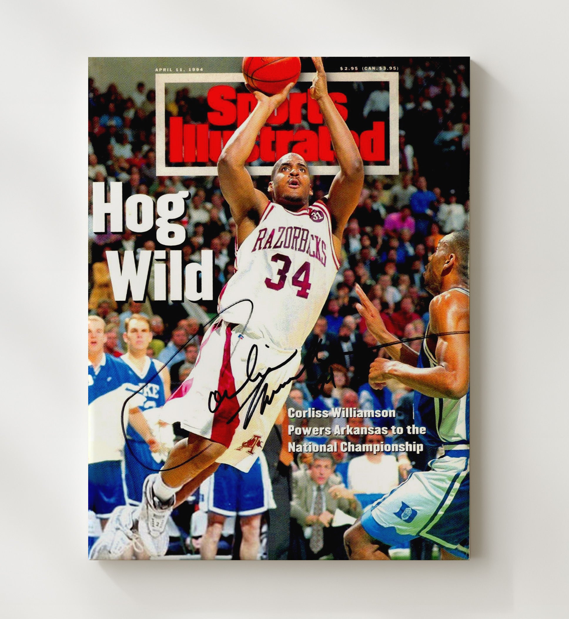 Arkansas basketball Corliss Williamson Paint Dominance SI Cover Spotlight College Basketball Wall Art 20x24 Canvas college basketball wall art print