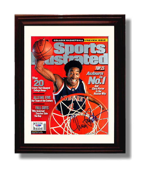 Auburn Chris Porter Rim Rocker SI Cover 1999 College Basketball Wall Art 8x10 Beveled Frame college basketball wall art print