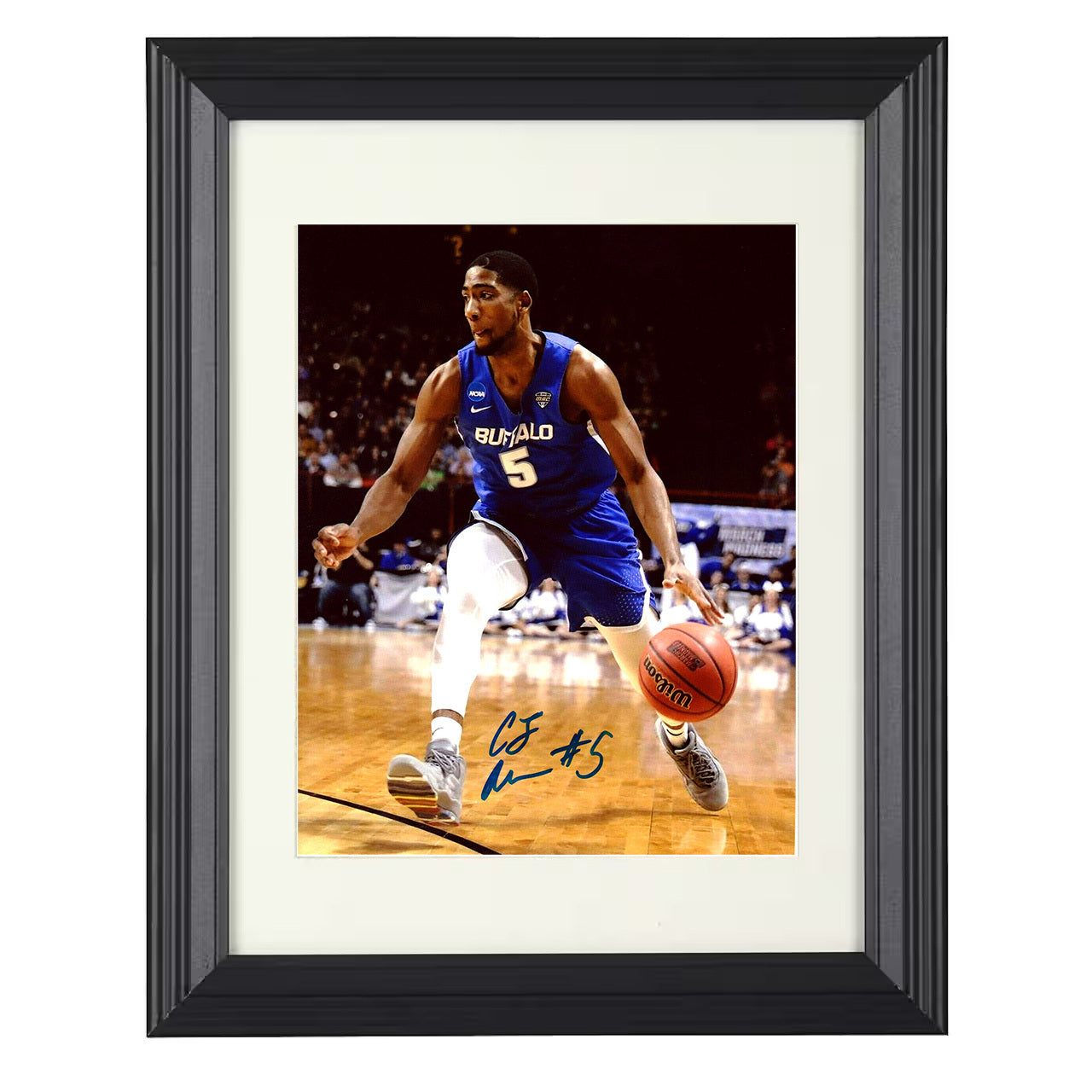 Buffalo – C.J. Massinburg Explosive Drive – 8x10 black beveled framed college basketball wall art