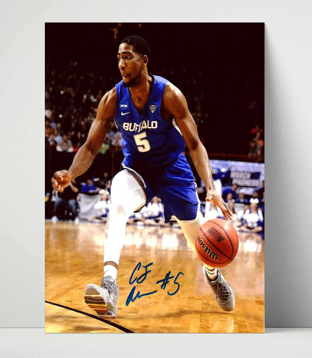Buffalo C.J. Massinburg Explosive Drive College Basketball Wall Art 16x20 Unframed Print college basketball wall art print