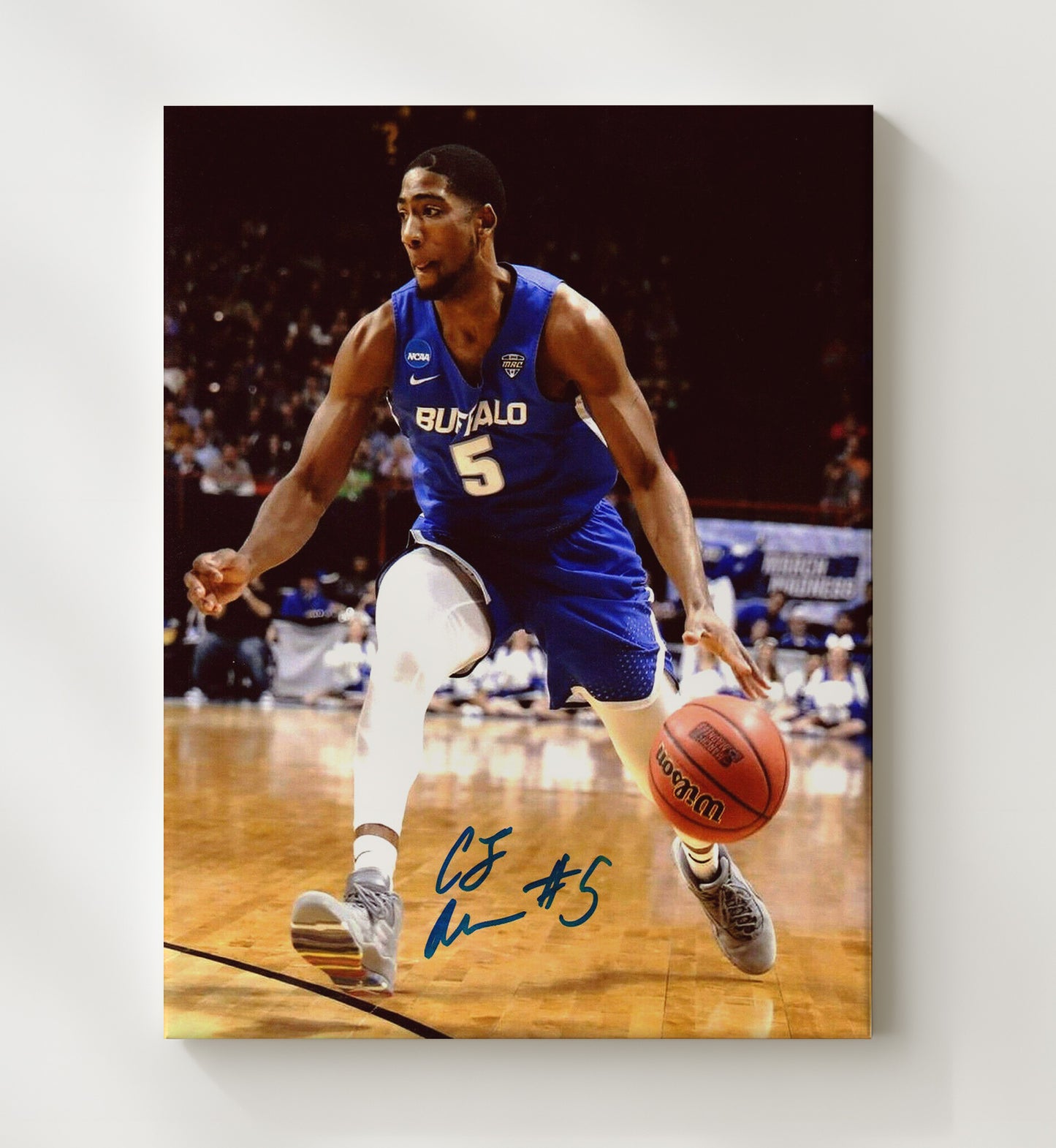Buffalo C.J. Massinburg Explosive Drive College Basketball Wall Art 20x24 Canvas college basketball wall art print