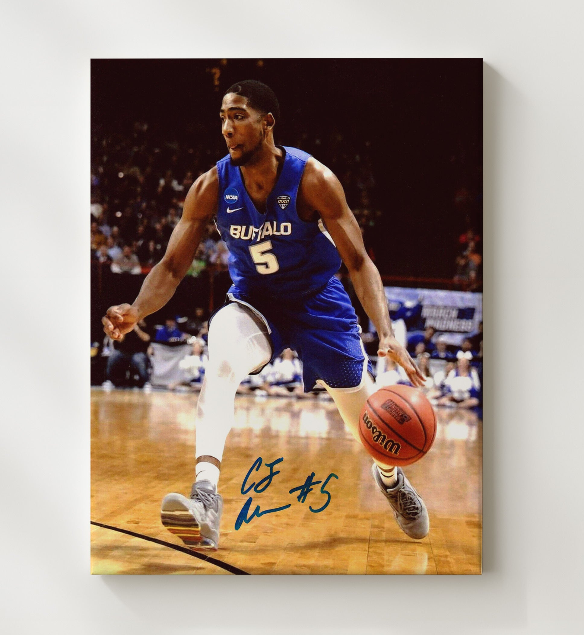 Buffalo C.J. Massinburg Explosive Drive College Basketball Wall Art 20x24 Canvas college basketball wall art print