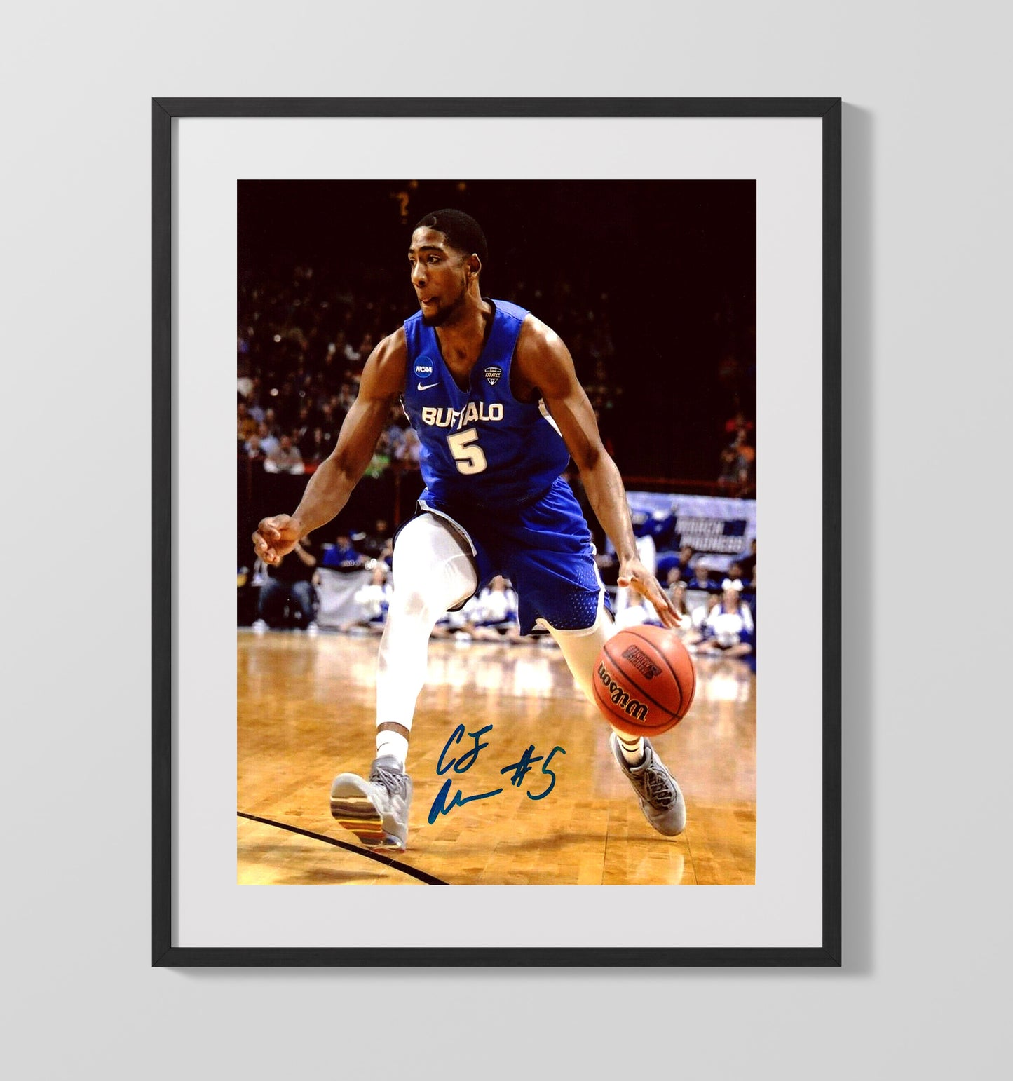 Buffalo C.J. Massinburg Explosive Drive College Basketball Wall Art 16x20 Gallery Frame college basketball wall art print