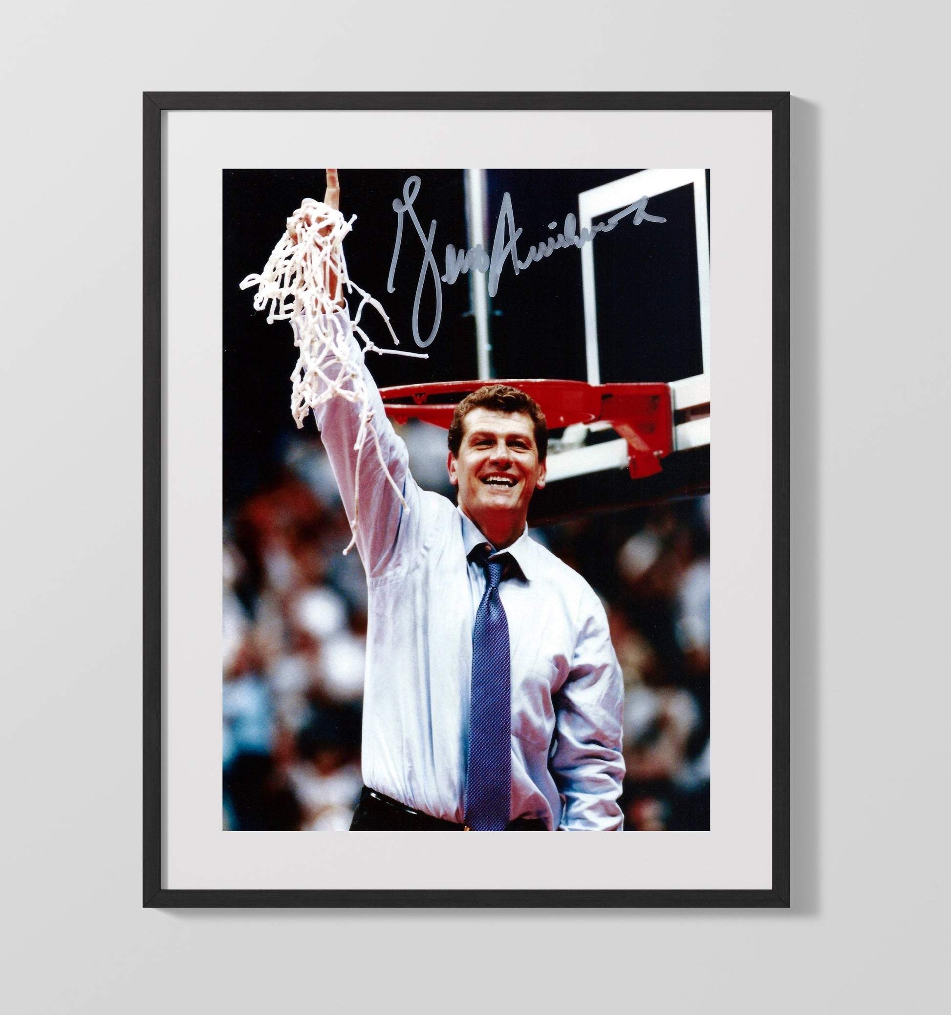 Connecticut Basketball Geno Auriemma Husky Dynasty Sideline College Basketball Wall Art 16x20 Gallery Frame college basketball wall art print