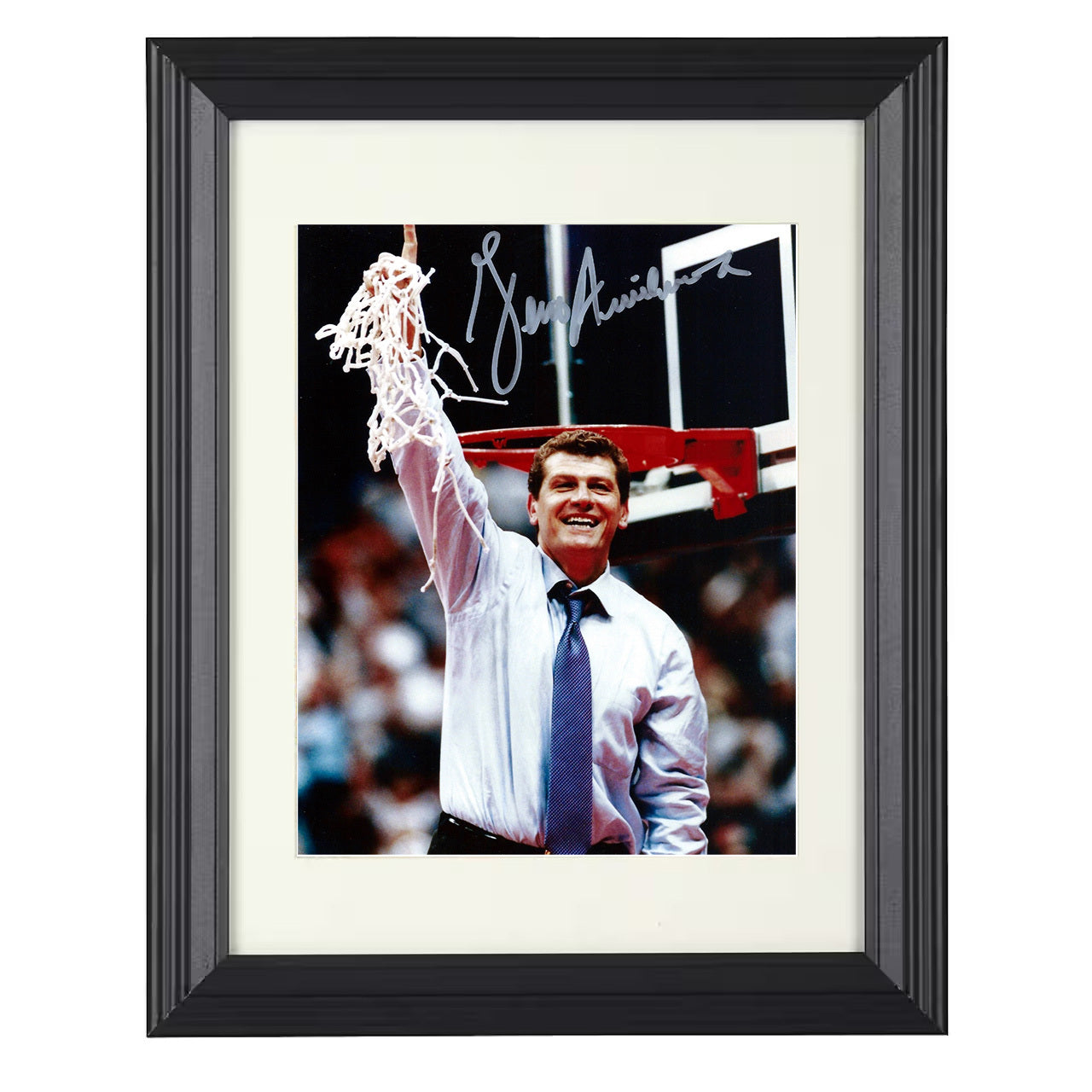 Connecticut – Geno Auriemma Husky Dynasty Sideline – 8x10 black beveled framed college basketball wall art