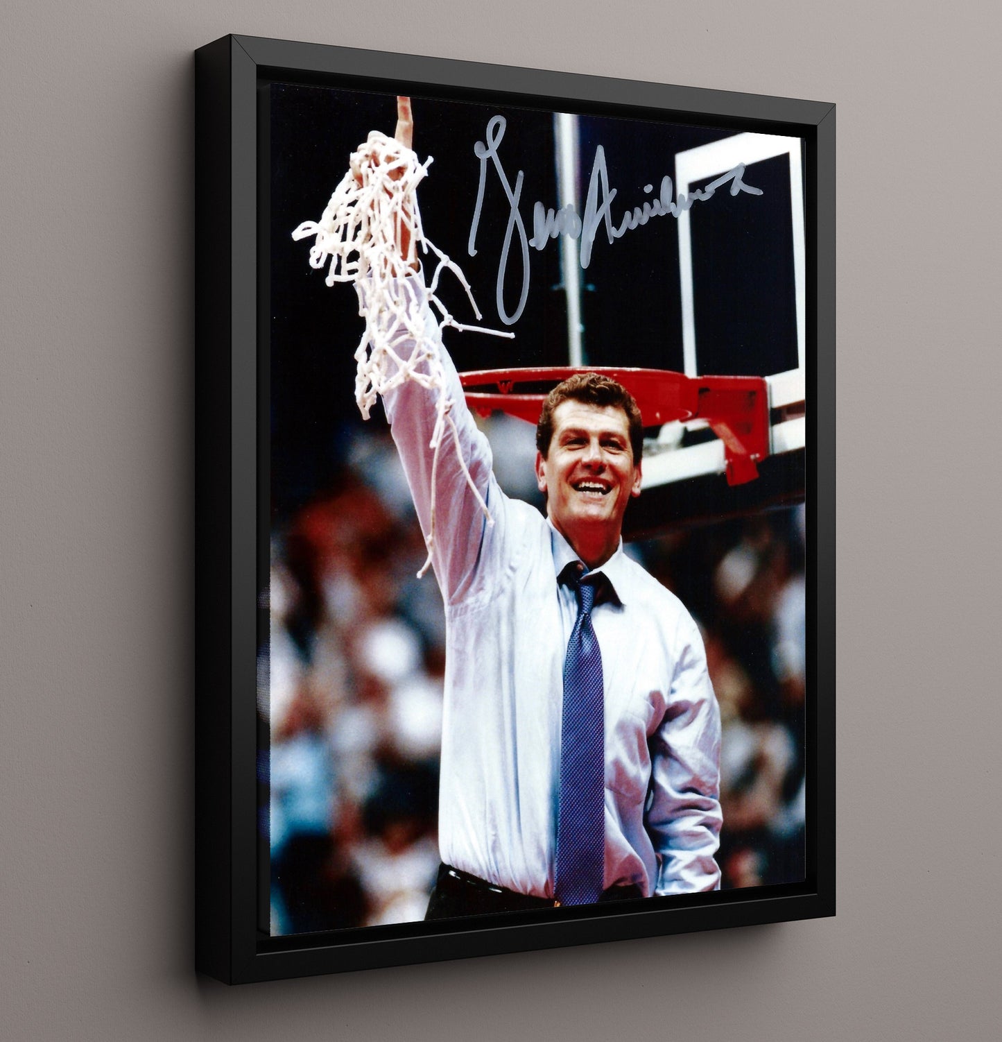 Connecticut Basketball Geno Auriemma Husky Dynasty Sideline College Basketball Wall Art 16x20 Framed Canvas college basketball wall art print