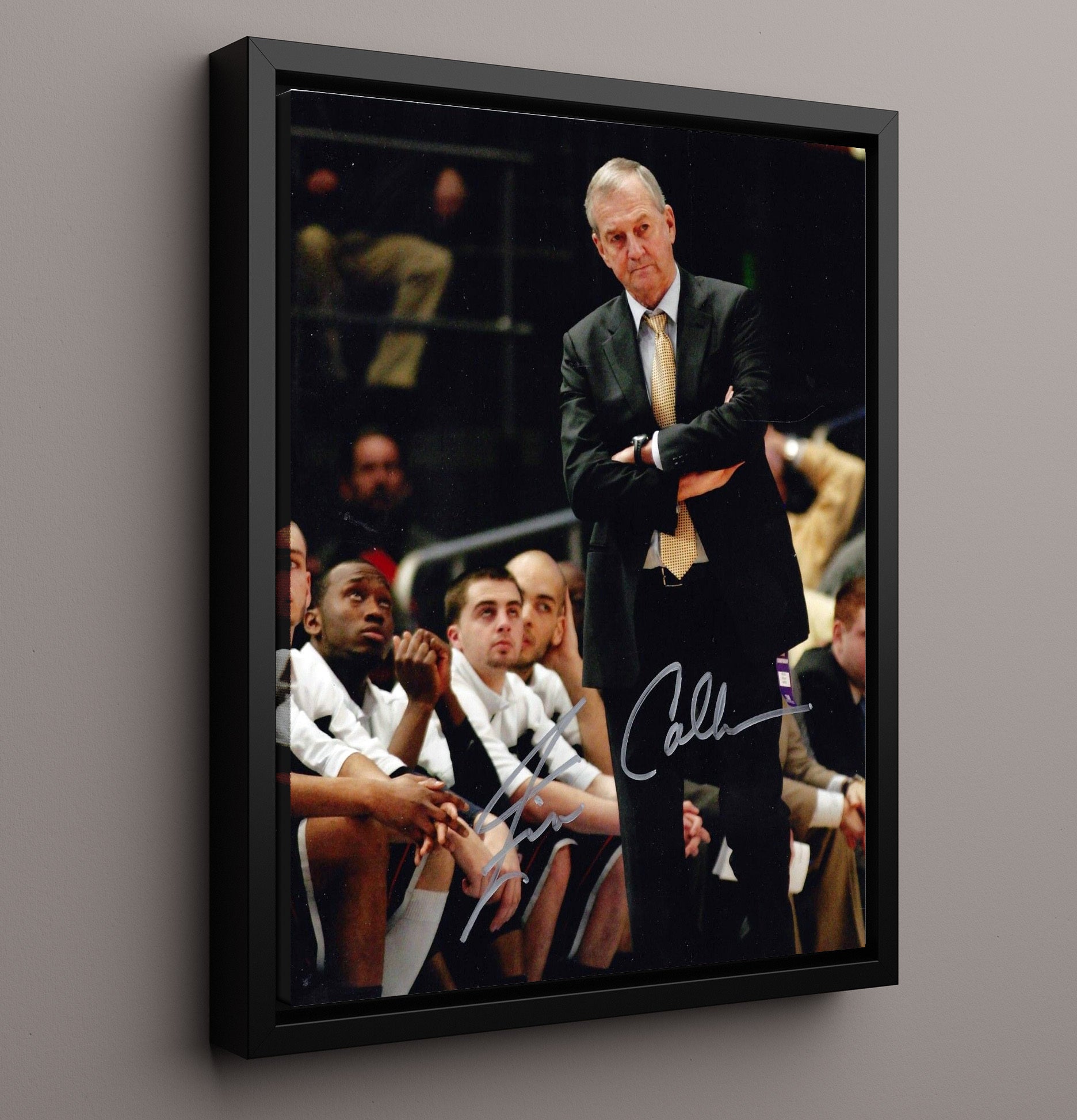Connecticut Basketball Sideline Leadership Presence College Basketball Wall Art 16x20 Framed Canvas college basketball wall art print