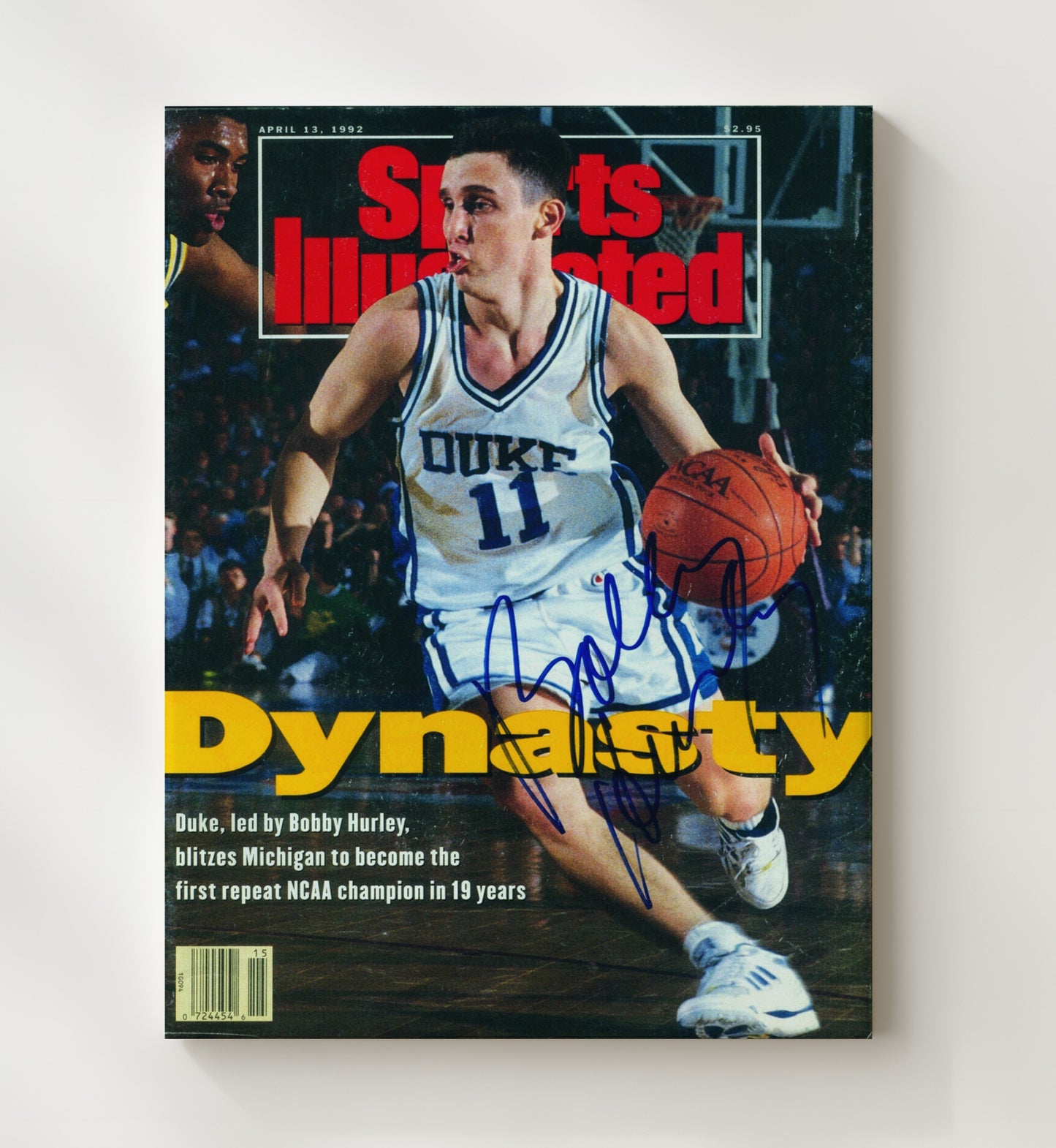 Duke Basketball Bobby Hurley Dynasty Drive SI Cover College Basketball Wall Art 20x24 Canvas college basketball wall art print